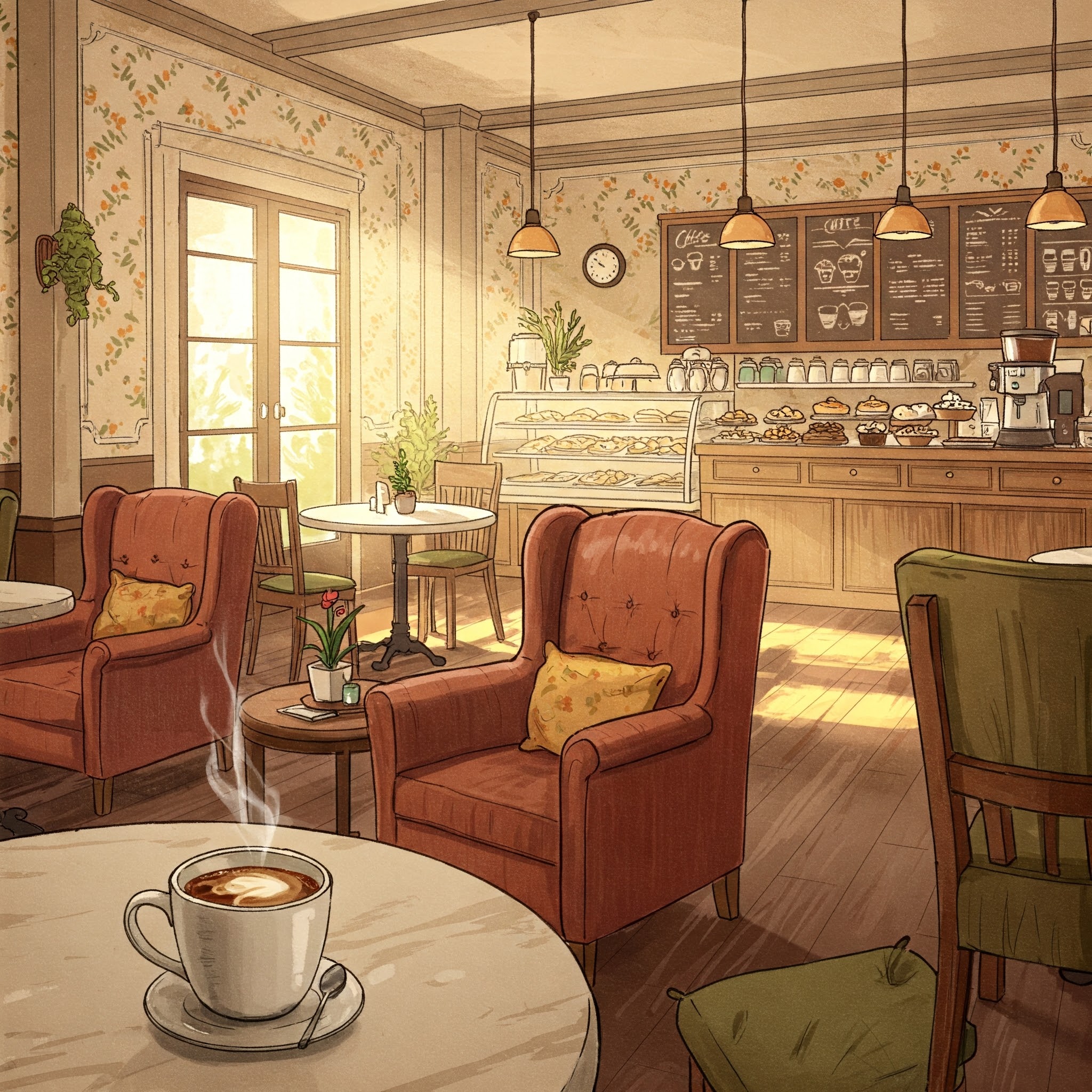 AI-generated coffee shop background
