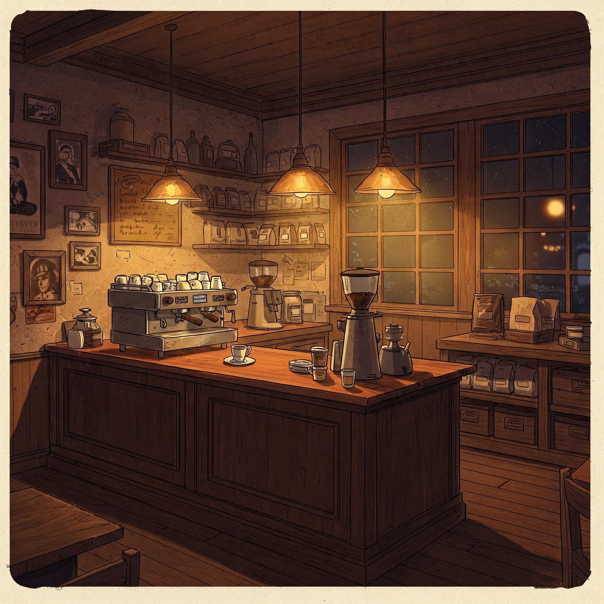 Coffee shop at night — CareerFootprint demo environment